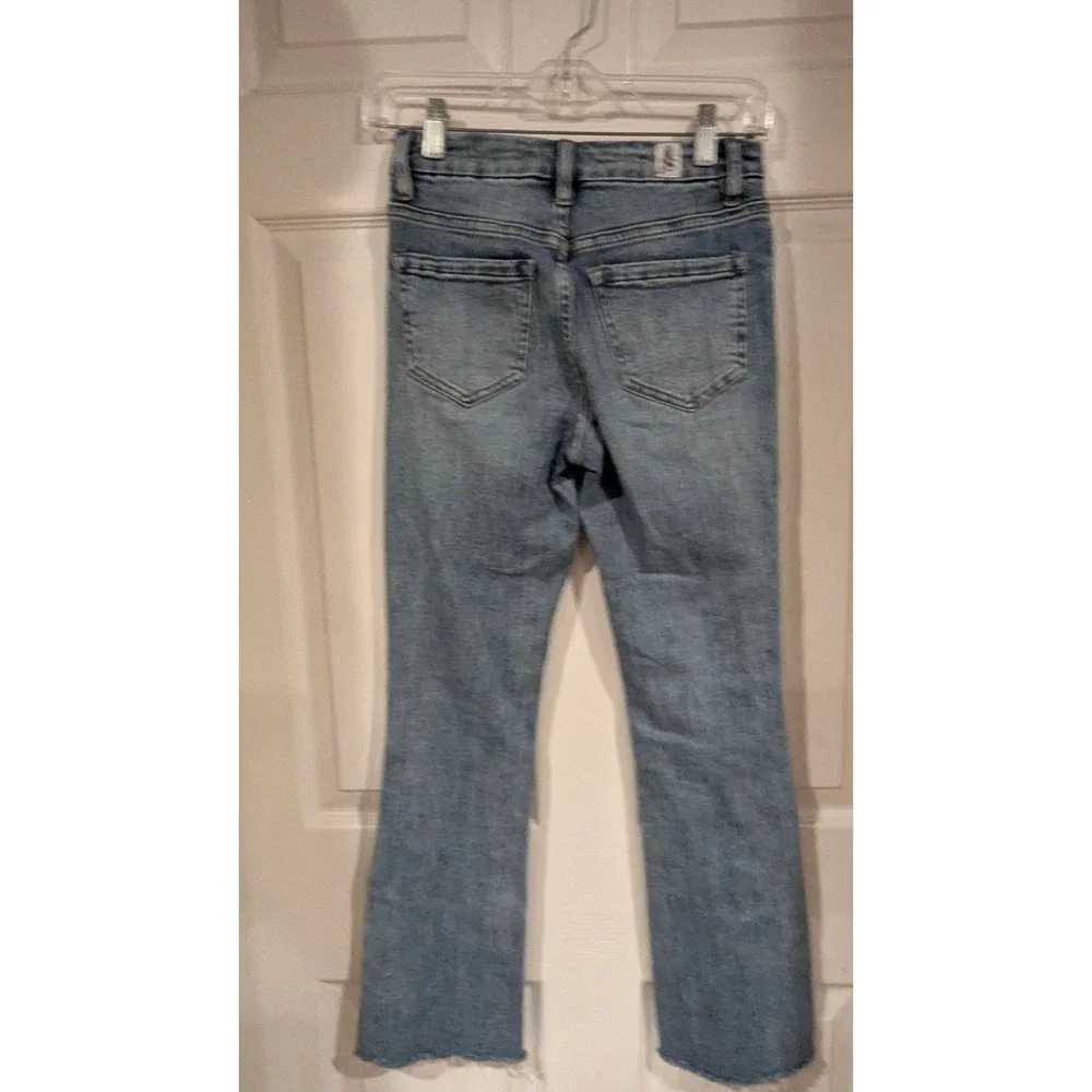 Altar'd State Flare Jeans 24 Blue Light‎ Wash Raw Hem Frayed Boho Denim Flair